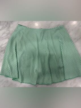 Wild Fable Tennis Skirt — GINGHAM GREEN & WHITE — SIZE SMALL